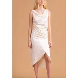 S'edge Elsa Satin Midi Dress Marshmallow Cream Size Small NWT New Years Bridal